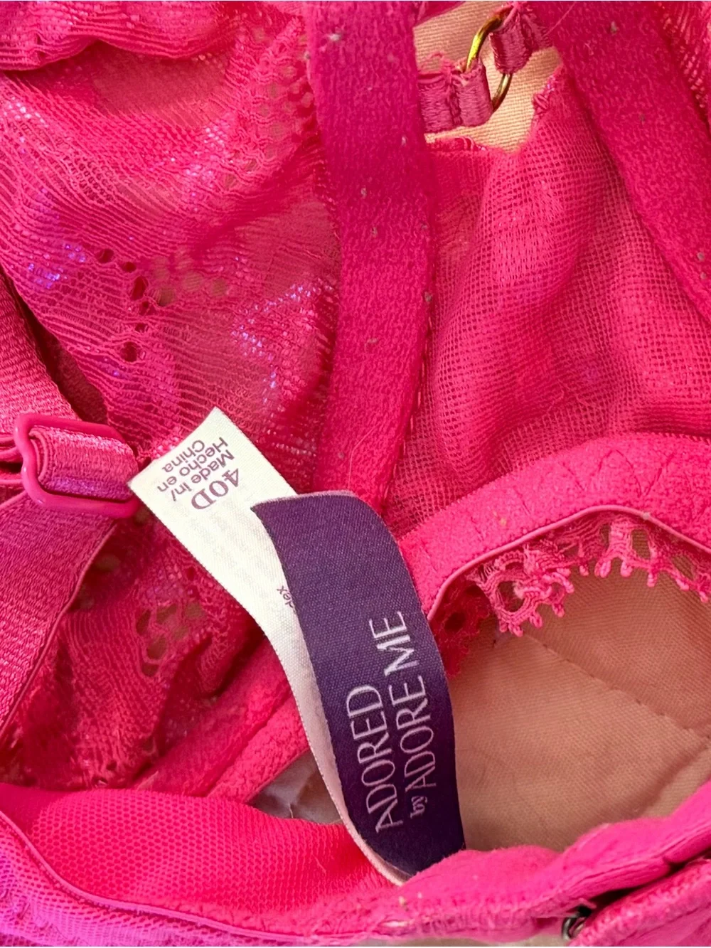 Adore Me Bright Pink Lace Unlined Bra